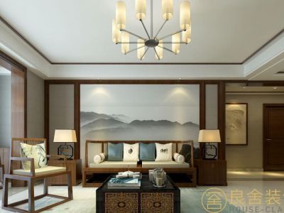 华新山水居-200㎡-新中式风效果图