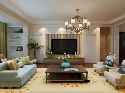 桃都国际城美式风格140平米三居室装修案例