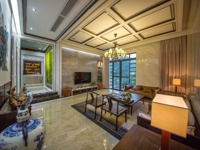 华润净月台-192㎡-新中式风效果图