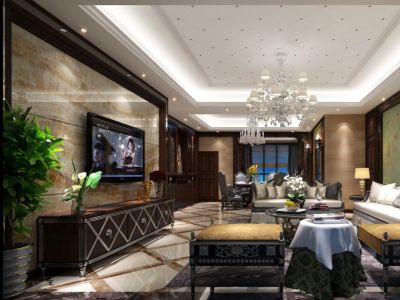 金色海岸-128㎡-欧式风效果图