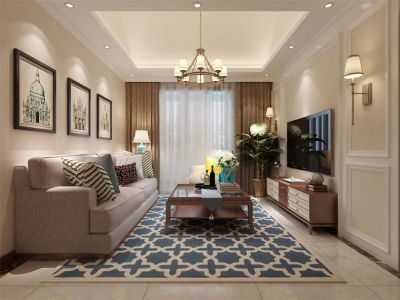 生活港小区-85㎡-美式风效果图