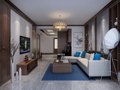 运河家园-135㎡-新中式风效果图