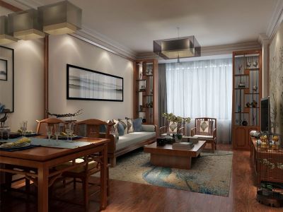 时间国际-76㎡-新中式风效果图