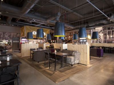 咖啡馆-200㎡-工业风效果图