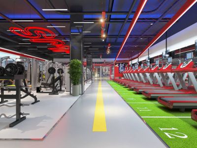 极健健身房-1600㎡-现代风效果图