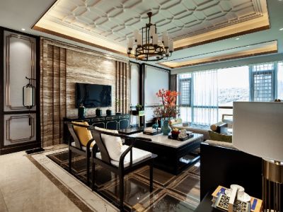 阳明花园-148㎡-中式风效果图