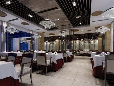 川香楼餐厅-370㎡-新中式风效果图