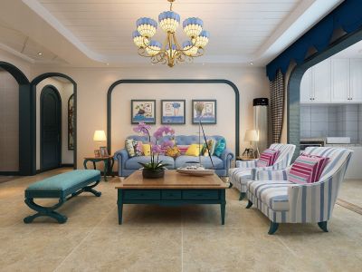 东原晴天见-105㎡-地中海风效果图