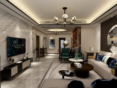 保利拉拉斐-135㎡-现代风效果图