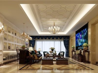 中海国际峰墅-350㎡-欧式风效果图
