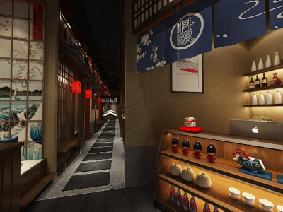 日料餐厅-180㎡-日式风效果图