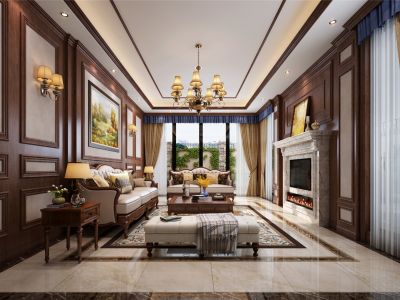 和贵南山上-530㎡-美式风效果图