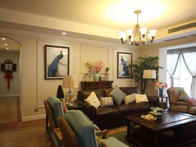 四海逸家-200㎡-美式风效果图