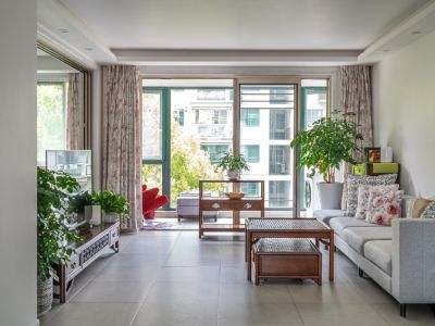 高宇滨水国际128平三居室新中式风格装修案例