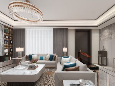 世茂莲花山小镇-226㎡-新中式风效果图