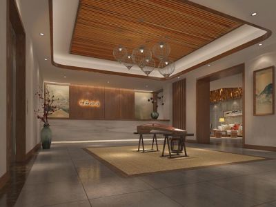 酒店装修-4000㎡-中式风效果图