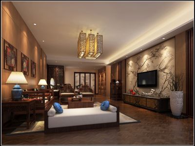 四海逸家-129㎡-中式风效果图