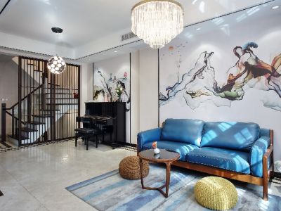 齐力棕榈湖-200㎡-新中式风效果图