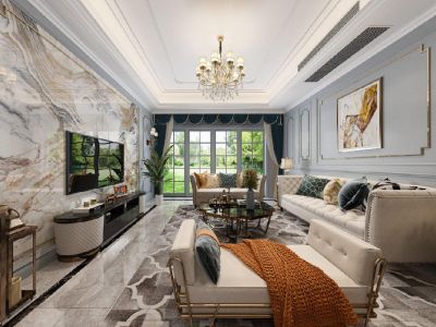 御锦城-98㎡-美式风效果图