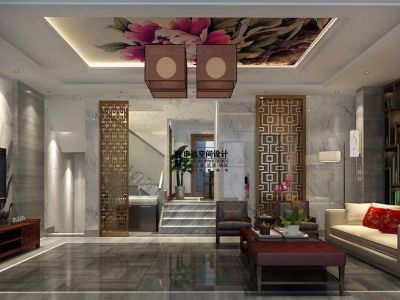 首府别墅-450㎡-中式风效果图