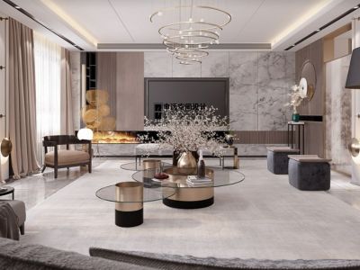 西山墅-400㎡-轻奢风效果图