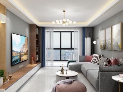 万恒家园-95㎡-北欧风效果图