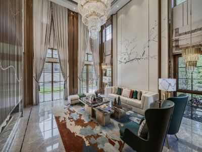 幸福家园-300㎡-新中式风效果图