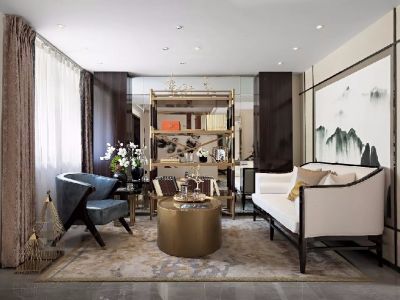 万科高新华府-100㎡-新中式风效果图