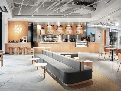 奶茶店-100㎡-简约风效果图