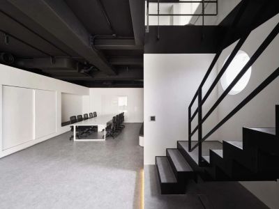 极简办公室-500㎡-工业风效果图