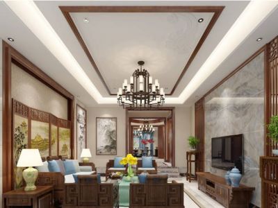 观承别墅-380㎡-中式风效果图