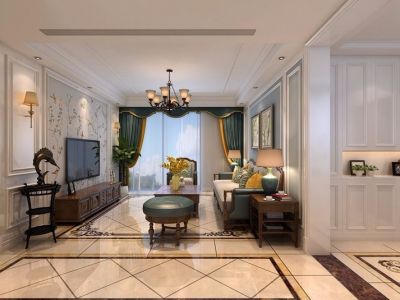 龙湖花千树-117㎡-美式风效果图