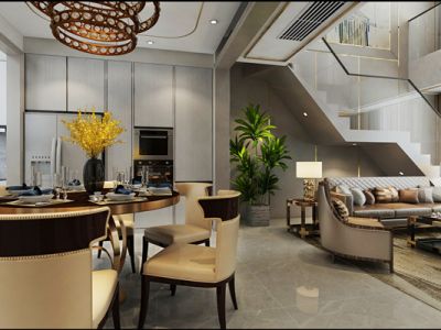 高地公园现代轻奢风格200平米装修案例