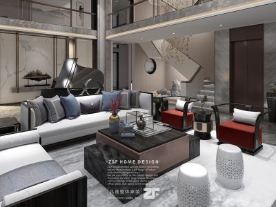 南郊中华园-1000㎡-中式风效果图