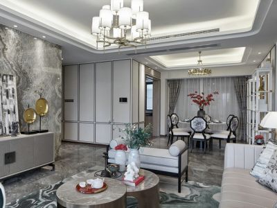 会展湾水岸-135㎡-新中式风效果图