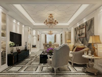 昊龙华庭-140㎡-欧式风效果图