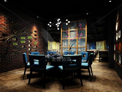 火锅餐厅-200㎡-中式风效果图
