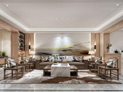 京基凤凰印象-120㎡-新中式风效果图