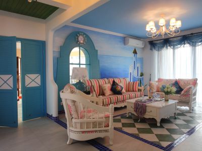 五津望江名门-121㎡-地中海风效果图