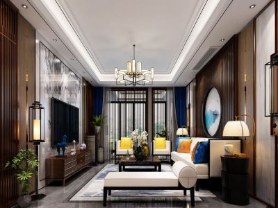华润二十四城-140㎡-新中式风效果图