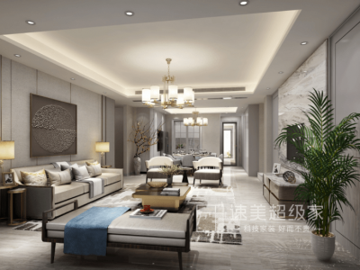 五彩林堤-200㎡-新中式风效果图