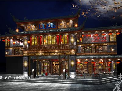 蜀香龙门火锅-1000㎡-中式风效果图