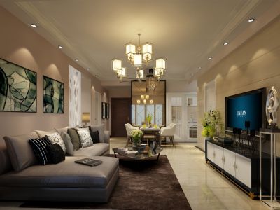 时光花园二期现代风格131平米三室两厅装修案例