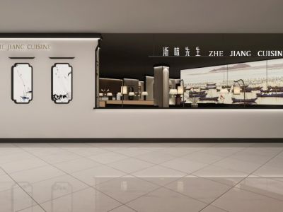 餐厅-500㎡-新中式风效果图