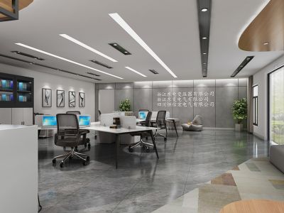 办公空间-268㎡-现代风效果图