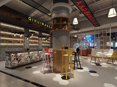 网吧-550㎡-混搭风效果图