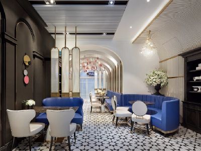 甜品店-200㎡-轻奢风效果图