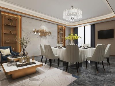 餐饮店-200㎡-现代风效果图