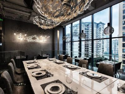 西餐厅-145㎡-复古风效果图