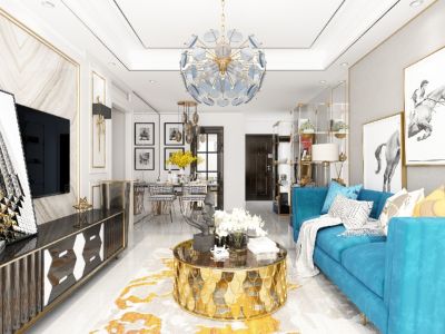 格调城-92㎡-混搭风效果图